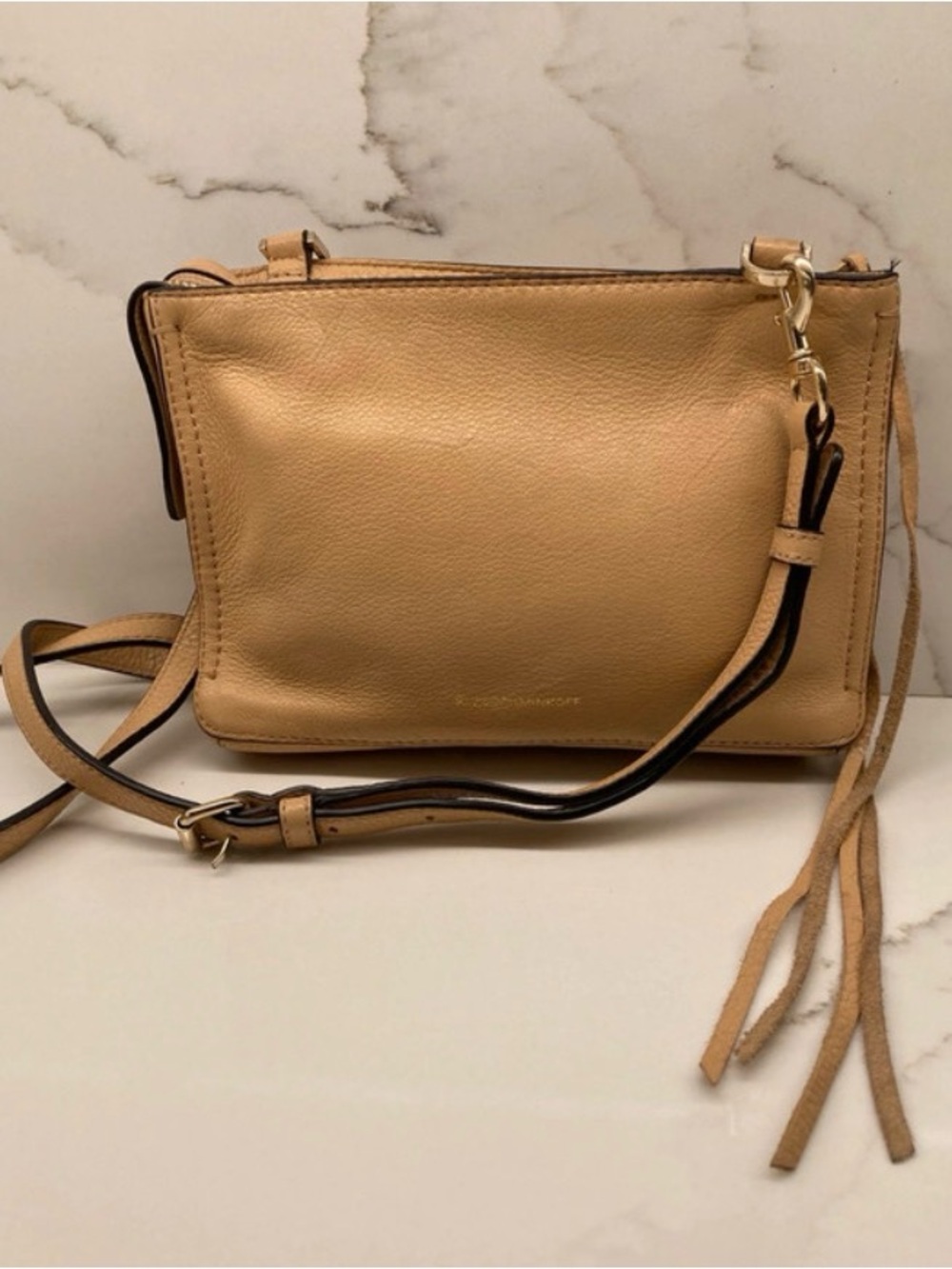Rebecca Minkoff Regan Taupe Pebbled Leather Crossbody Bag